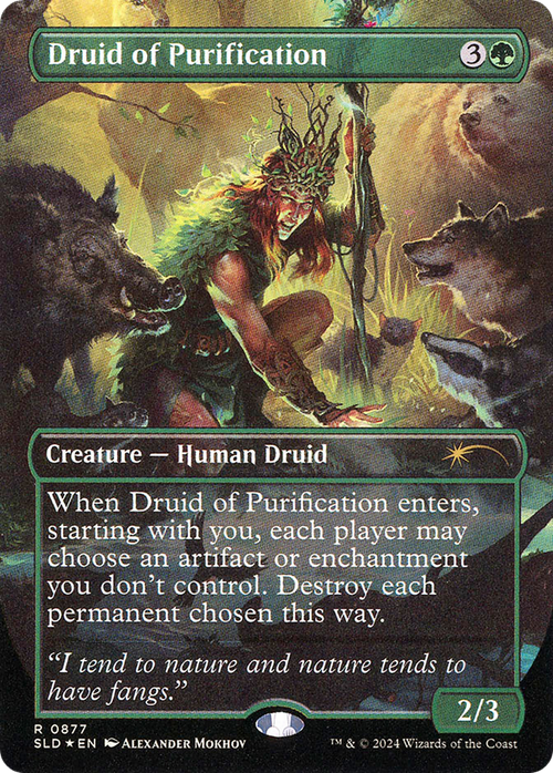 Druid of Purification (Rainbow Foil) (SLD-877) - Secret Lair Drop (Borderless) Foil