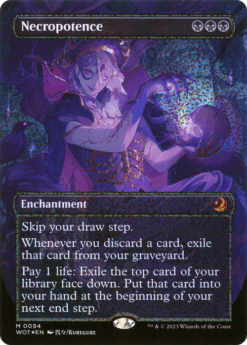 Necropotence (Anime Borderless) (Confetti Foil) (WOT-094) - Wilds of Eldraine: Enchanting Tales Foil