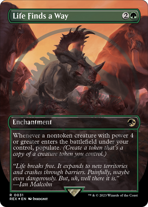 Life Finds a Way (Borderless) (Emblem) (REX-031) - Jurassic World Collection Foil