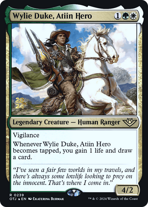 Wylie Duke, Atiin Hero (PRE-239) - Outlaws of Thunder Junction Promos Foil