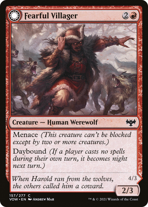 Fearful Villager (VOW-157) - Innistrad: Crimson Vow: (Double Faced Transform)