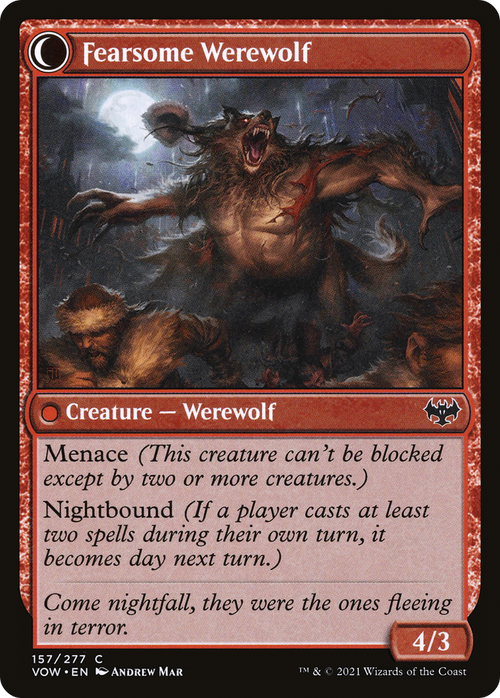 Fearful Villager (VOW-157) - Innistrad: Crimson Vow: (Double Faced Transform) Foil