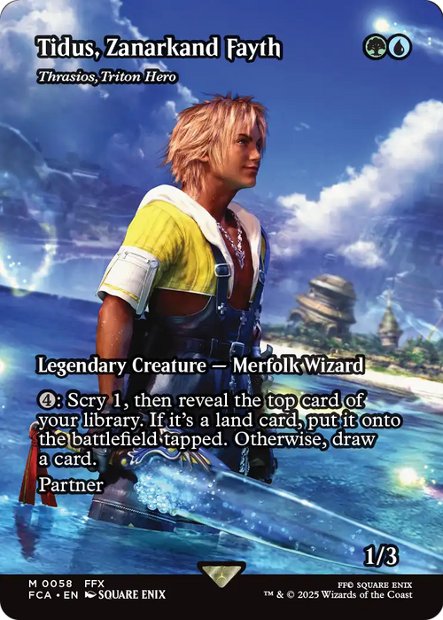 Tidus, Zanarkand Fayth - Thrasios, Triton Hero (Showcase) (FCA-058) - FINAL FANTASY: Through the Ages / Tidus, Zanarkand Fayth (Borderless) Foil