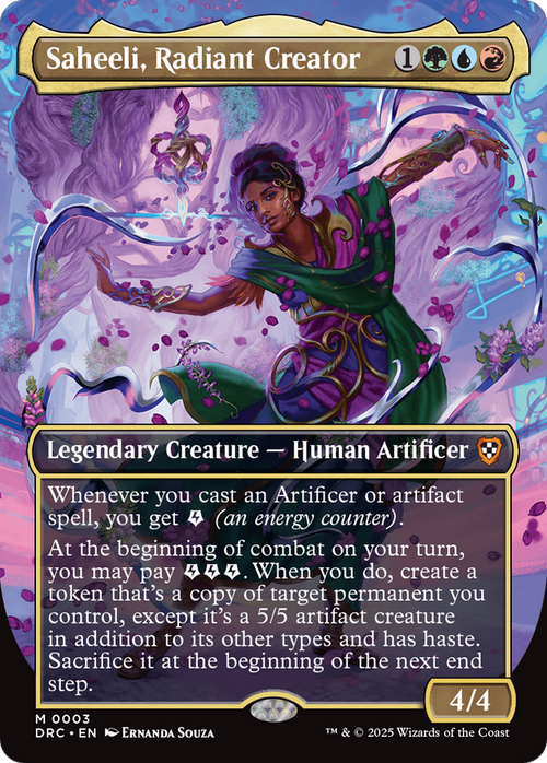 Saheeli, Radiant Creator (Borderless) (DRC-003) - Commander: Aetherdrift Foil