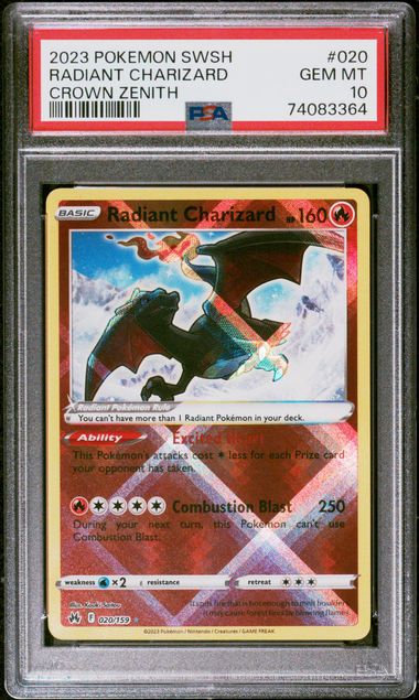2023 Pokemon Sword & Shield Crown Zenith #020 Radiant Charizard PSA 10