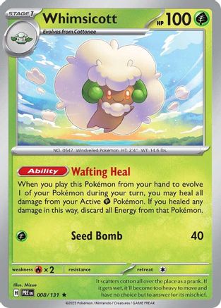 Whimsicott 008  - Reverse Holofoil SV Prismatic Evolutions - Rare