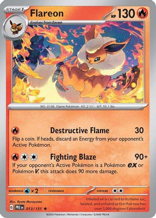 Flareon 013  - Reverse Holofoil SV Prismatic Evolutions - Rare