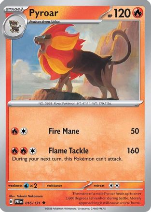 Pyroar 016  - Reverse Holofoil SV Prismatic Evolutions - Uncommon