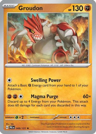 Groudon 049  - Reverse Holofoil SV Prismatic Evolutions - Rare