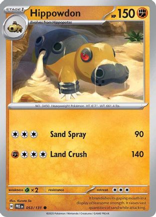 Hippowdon 053  - Reverse Holofoil SV Prismatic Evolutions - Common