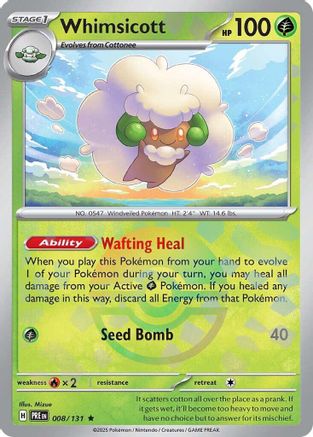 Whimsicott (Poke Ball Pattern) 008  - Holofoil SV Prismatic Evolutions - Rare