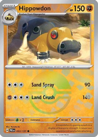Hippowdon (Poke Ball Pattern) 053  - Holofoil SV Prismatic Evolutions - Common