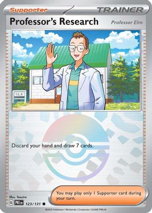 Professor's Research [Professor Elm] (Poke Ball Pattern) 123  - Holofoil SV Prismatic Evolutions - Common