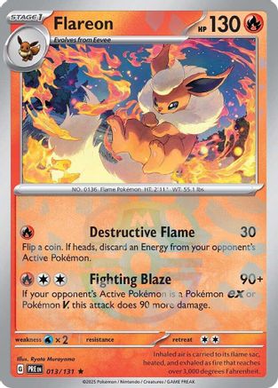 Flareon (Master Ball Pattern) 013  - Holofoil SV Prismatic Evolutions - Rare