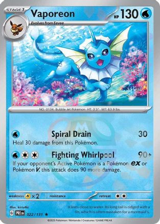 Vaporeon (Master Ball Pattern) 022  - Holofoil SV Prismatic Evolutions - Rare