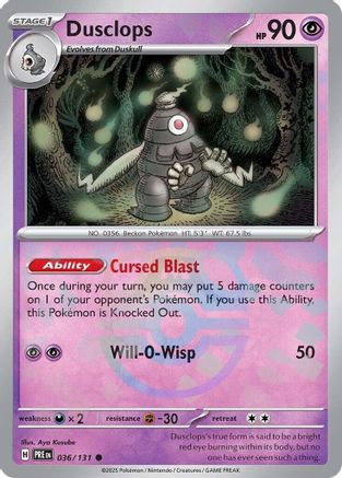 Dusclops (Master Ball Pattern) 036  - Holofoil SV Prismatic Evolutions - Common