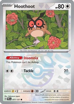 Hoothoot (Master Ball Pattern) 077  - Holofoil SV Prismatic Evolutions - Common