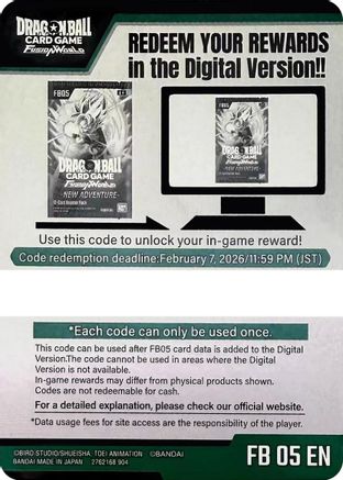 Code Card - New Adventure Booster (FB05)  - New Adventure