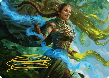 Nissa, Worldsoul Speaker Art Card (Gold-Stamped Signature) (AADFT-031) - Art Series: Aetherdrift