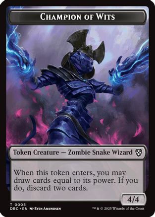 Champion of Wits // Zombie (0003) Double-Sided Token (DRC-5 // 3) - Commander: Aetherdrift