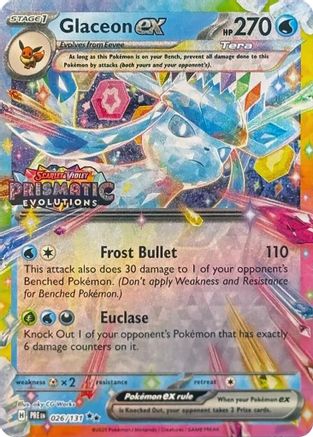 Glaceon ex (Prismatic Evolutions Stamp) 026/131  - Holofoil Miscellaneous Cards & Products - Promo