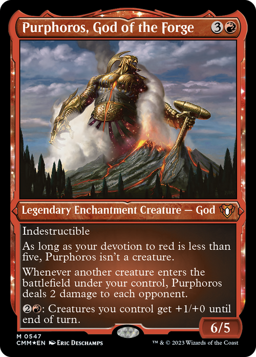 Purphoros, God of the Forge (Foil Etched) (CMM-547) - Commander Masters: (enchantment) Foil