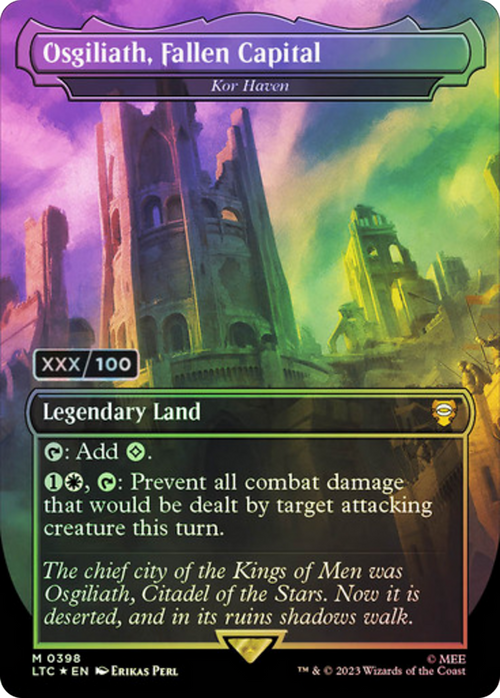Osgiliath, Fallen Capital - Kor Haven (Serial Numbered) (LTC-398) - Tales of Middle-earth Commander / Osgiliath, Fallen Capital (Borderless) Foil