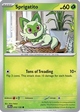 Sprigatito 016  - Reverse Holofoil SV09 Journey Together - Common