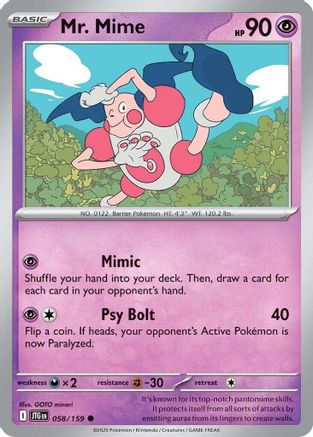 Mr. Mime 058  - Reverse Holofoil SV09 Journey Together - Common