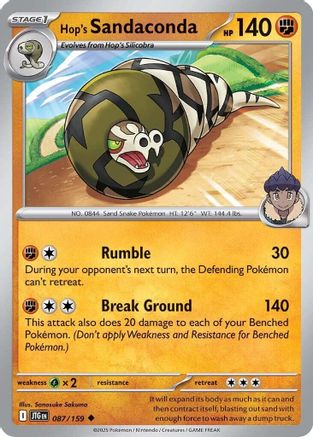 Hop's Sandaconda 087  - Reverse Holofoil SV09 Journey Together - Uncommon