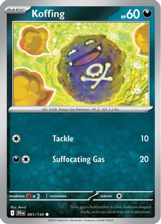 Koffing 091  - Reverse Holofoil SV09 Journey Together - Common