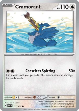 Cramorant 137  - Reverse Holofoil SV09 Journey Together - Common