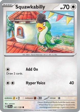 Squawkabilly 141  - Reverse Holofoil SV09 Journey Together - Common
