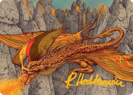 Magmatic Hellkite Art Card (34/54) (Gold-Stamped Signature) (AATDM-034) - Art Series: Tarkir: Dragonstorm