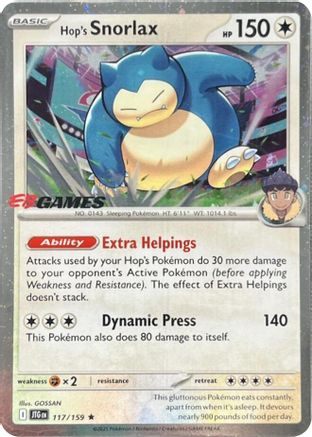 Hop's Snorlax (EB Games)  117/159  - Holofoil Miscellaneous Cards & Products - Promo