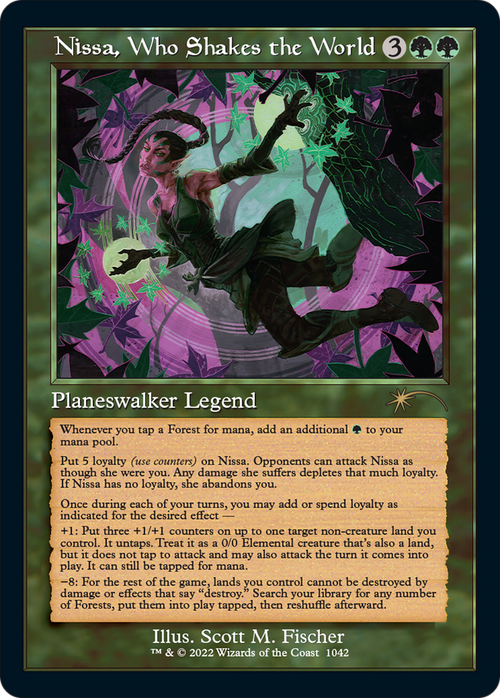 Nissa, Who Shakes the World (Retro Frame) (SLD-1042) - Secret Lair Drop Foil