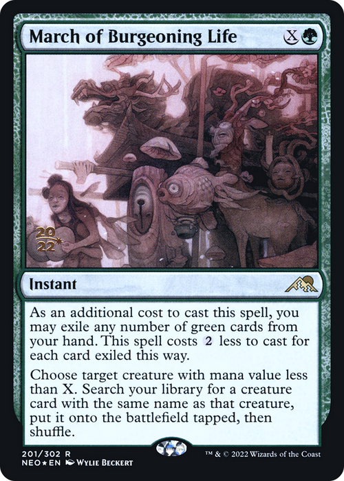 March of Burgeoning Life (PRE-201) - Kamigawa: Neon Dynasty Promos Foil