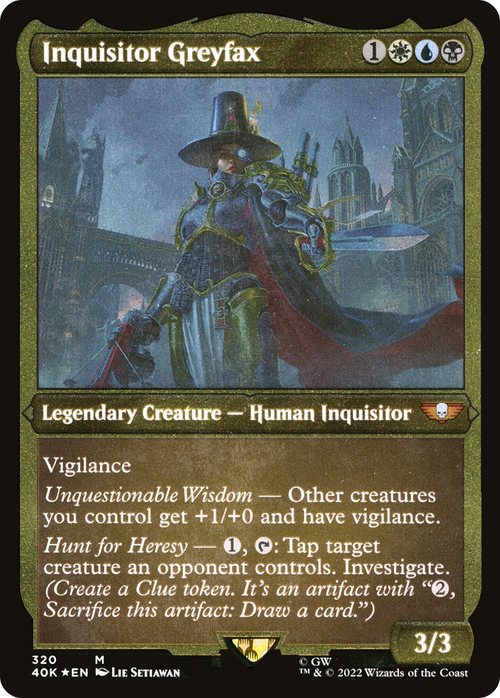 Inquisitor Greyfax (Display Commander) (Foil Etched) - Thick Stock (40K-320) - Warhammer 40,000 Commander Foil
