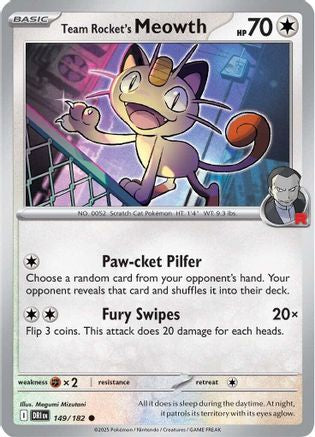 Team Rocket's Meowth 149  - Reverse Holofoil SV10 Destined Rivals - Common