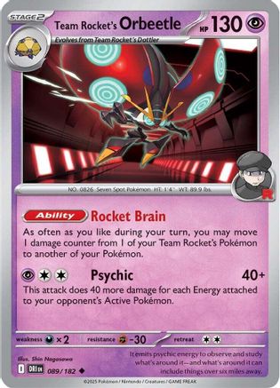 Team Rocket's Orbeetle 089/182  - Reverse Holofoil SV10 Destined Rivals - Uncommon