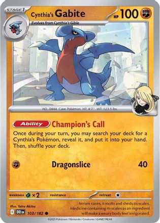 Cynthia's Gabite 103  SV10 Destined Rivals - Common