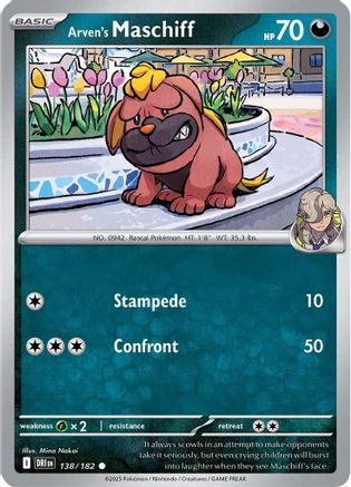 Arven's Maschiff 138  - Reverse Holofoil SV10 Destined Rivals - Common
