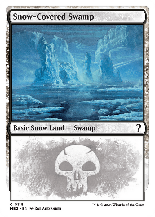 Snow-Covered Swamp (White Border) (MB2-118) - Mystery Booster 2: (snow)