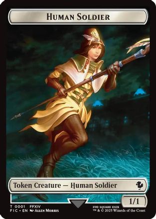 Human Soldier // Hero (0032) Double-Sided Token (Surge Foil) (FIC-1 // 32) - Commander: FINAL FANTASY Foil