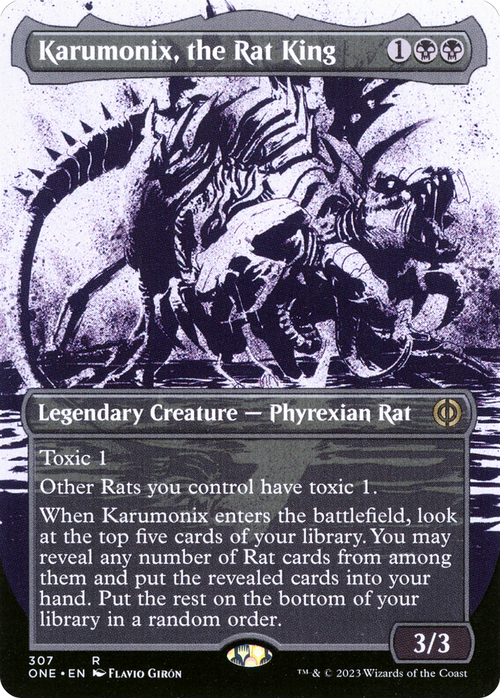 Karumonix, the Rat King (Showcase) (ONE-307) - Phyrexia: All Will Be One: (Showcase) (Borderless) Foil