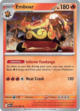 Emboar 013  - Holofoil SV White Flare - Rare
