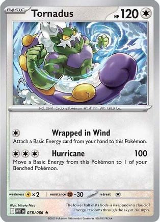 Tornadus 078  - Reverse Holofoil SV White Flare - Rare