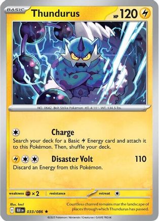 Thundurus 033  - Holofoil SV Black Bolt - Rare