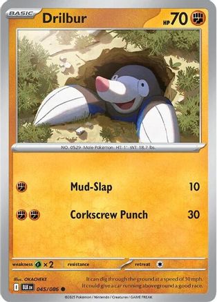 Drilbur 045  - Reverse Holofoil SV Black Bolt - Common