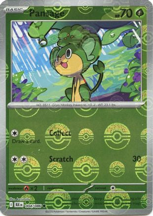 Pansage (Poke Ball Pattern) 004  - Holofoil SV Black Bolt - Common
